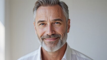 Obraz premium Man with a beard and a smile on his face.