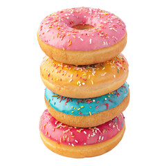 Glazed donuts stack png colorful icing donuts png sweet pastries with sprinkles png white background image