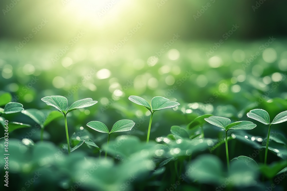 Poster celebrate st. patrick's day with a rich green background featuring shamrocks, creating a lively atmo