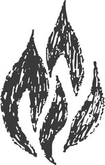 Fire flame grunge hand drawn chalk. Tattoo abstract y2k vintage simple shape. Crayon drawn red flame icon. 