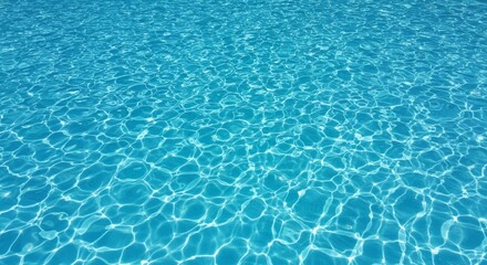 Obraz premium Summer Pool Water Texture Background - Blue water, summer vibes, refreshing coolness, tranquil surface, website background. Symbolizing relaxation, serenity, escape, refreshment, and summer