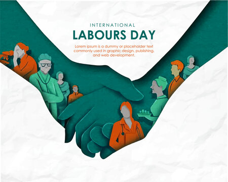 Happy Labours day or international workers day vector illustration with workers.