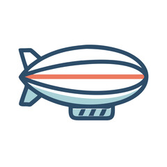 Modern Cartoon Dirigible Illustration on Black Background for Design Projects