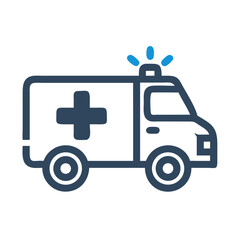Minimalist Ambulance Icon: Medical Emergency Vehicle Design on Black Background