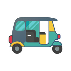 Colorful Vector Illustration of a Traditional Auto Rickshaw Tuk Tuk