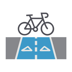 Bike Lane Icon: Bicycle Above Dedicated Blue Bicycle Lane Symbol