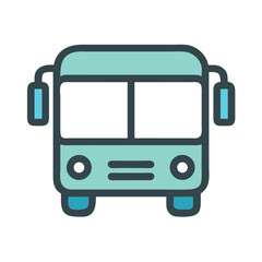 Cute Blue Bus Icon Illustration for Transport, Travel, and Education