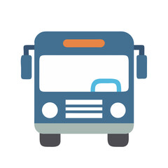 Cartoon Bus Illustration with Blue Body and White Details on Black Background