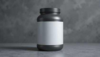 packaging with designed for protein powder or fitness supplements with white blank label.