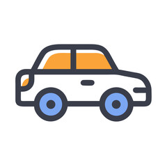 Cartoon Car Icon, Illustration on Black Background - Simple and Clean Design