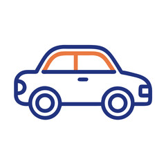 Outlined Car Icon on Black Background: Transportation and Vehicle Symbol