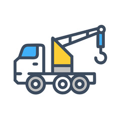 Cartoon Crane Truck Illustration for Construction or Transportation Theme