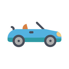 Blue Convertible Car Illustration Isolated on Black Background - Vector Graphic