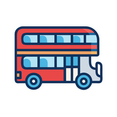 London Double Decker Bus Illustration: Tourism, Travel, and Transportation Icon