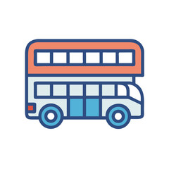 Cartoon Double Decker Bus: London, Travel, Vehicle, Transportation, Icon