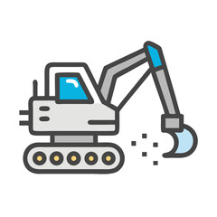 Illustration of an Excavator: Construction, Equipment, and Engineering Graphic