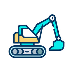 Colorful Excavator Illustration: Construction, Engineering, and Industry Icon