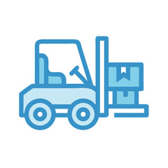 Blue Forklift Icon with Boxes: Logistics, Warehousing, and Delivery Services