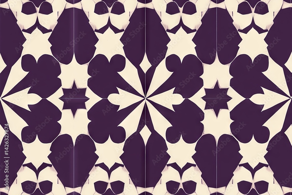 Aufkleber geometric pattern featuring heart shapes in shades of purple and cream, creating a visually striking