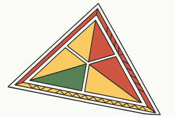 Triangular mosaic pattern with geometric shapes and earth tone color palette