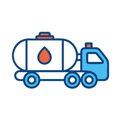 Stylized Oil Truck Illustration with a Blue and Orange Color Palette