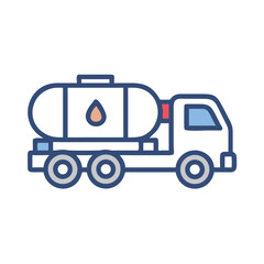 Oil Tanker Truck Icon Illustration on Black Background for Transportation Services