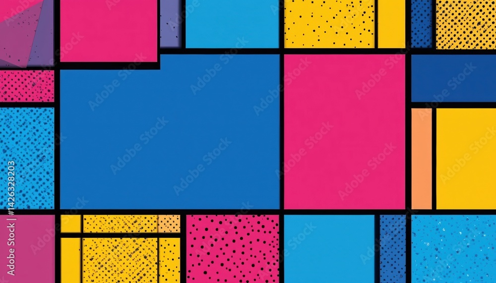 Poster dynamic colorful geometric patterns digital artwork abstract vibrant environment top-down view moder