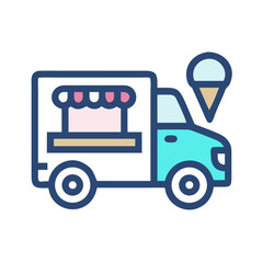 Ice Cream Truck Illustration: Summer Treats, Food Truck, Confectionary