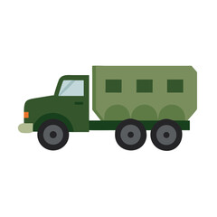 Olive Green Military Truck Vehicle Transport Illustration on Black Background