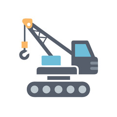 Cartoon Crawler Crane on Black Background Construction Equipment Illustration