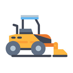 Orange Scraper Machine Vector Illustration on Black Background for Construction