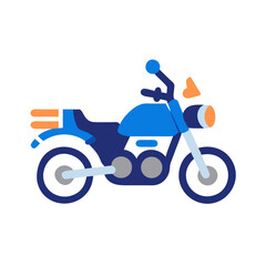 Blue Classic Motorcycle Illustration Isolated on Black Background, Minimalist Motorbike Icon