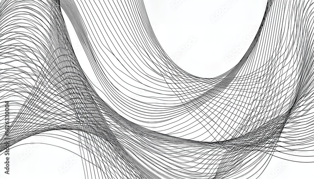 Poster ethereal waves of light stunning monochromatic abstraction showcasing a dynamic play of thin, wavy l
