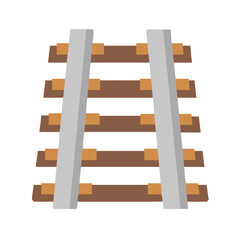 Illustration of Railroad Tracks with Wooden Ties and Rails on Black Background