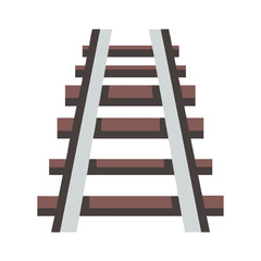 Cartoon Train Tracks with Brown Ties and Grey Rails on Black Background