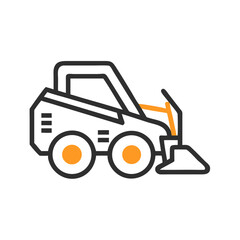 Obraz premium Skid Steer Loader Vector Illustration - Construction Equipment Icon with Black Background