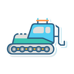 Vector Icon Illustration of a Blue Snowcat on a Black Background