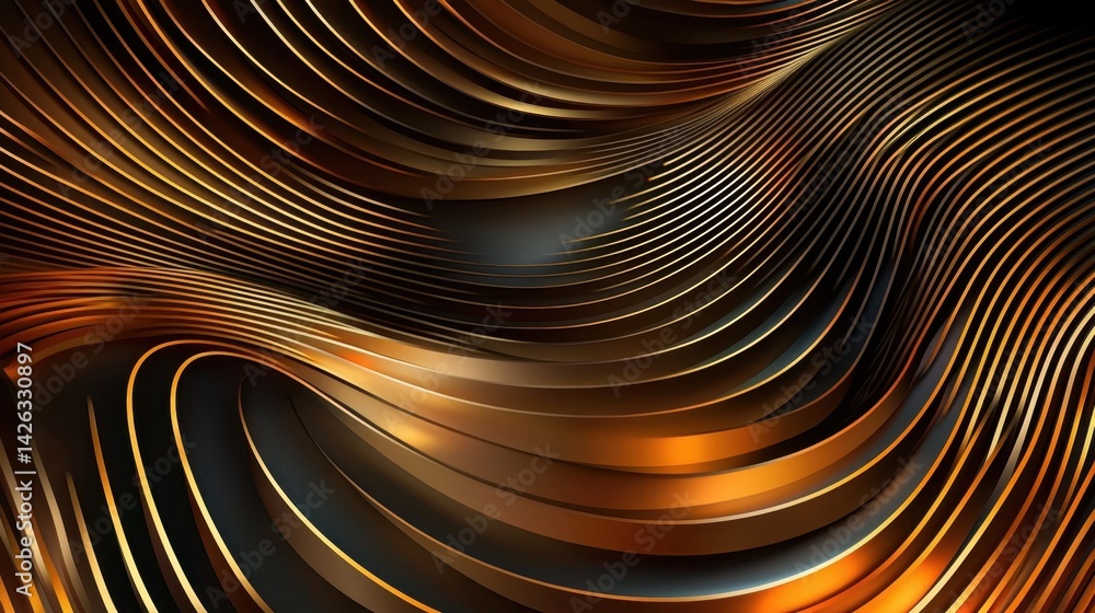 Aufkleber black background with neon-style orange lines and glowing tech-inspired patterns