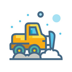 Yellow Snowplow Truck Removing Snow Icon Illustration with Black Background