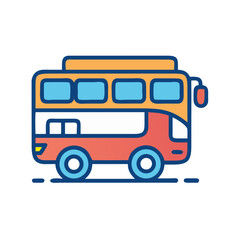 Cute Double Decker Bus Icon Illustration for Transportation and Travel Concepts
