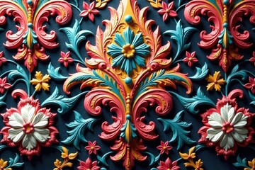 Intricate floral damask textile, elegant swirls , damask, home decor, fabric texture