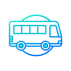 Gradient Bus Icon Vector Illustration: Transportation, Travel, Tourism Concept