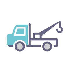 Cute Cartoon Tow Truck Icon Illustration on Black Background, Towing Service
