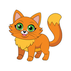 Fototapeta premium Adorable cartoon cat with bright eyes and cheerful expression vector illustration isolated on white background
