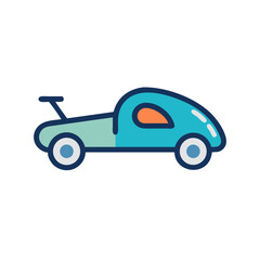 Cartoon Icon of a Light Blue Antique Car on Black Background