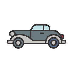 Fototapeta premium Vintage Car Illustration: Classic Automobile Graphic on Black Background, Retro Vehicle