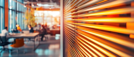 Obraz premium Modern office interior blurry people blinds