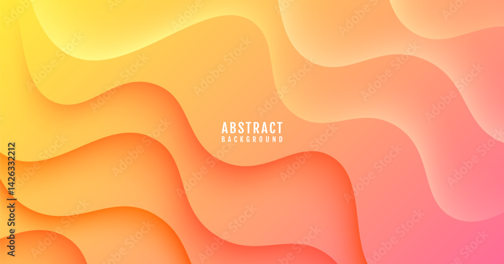 Poster 3d orange abstract background overlap layer on bright space with flowing waves effect decoration. mo