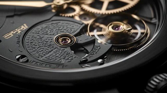 Close-up of an intricate watch mechanism showcasing gears and jewels