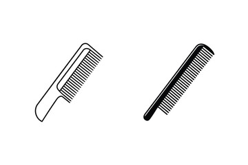 Comb Vector Icon Set Minimalist Hair Grooming Isolated On White Background